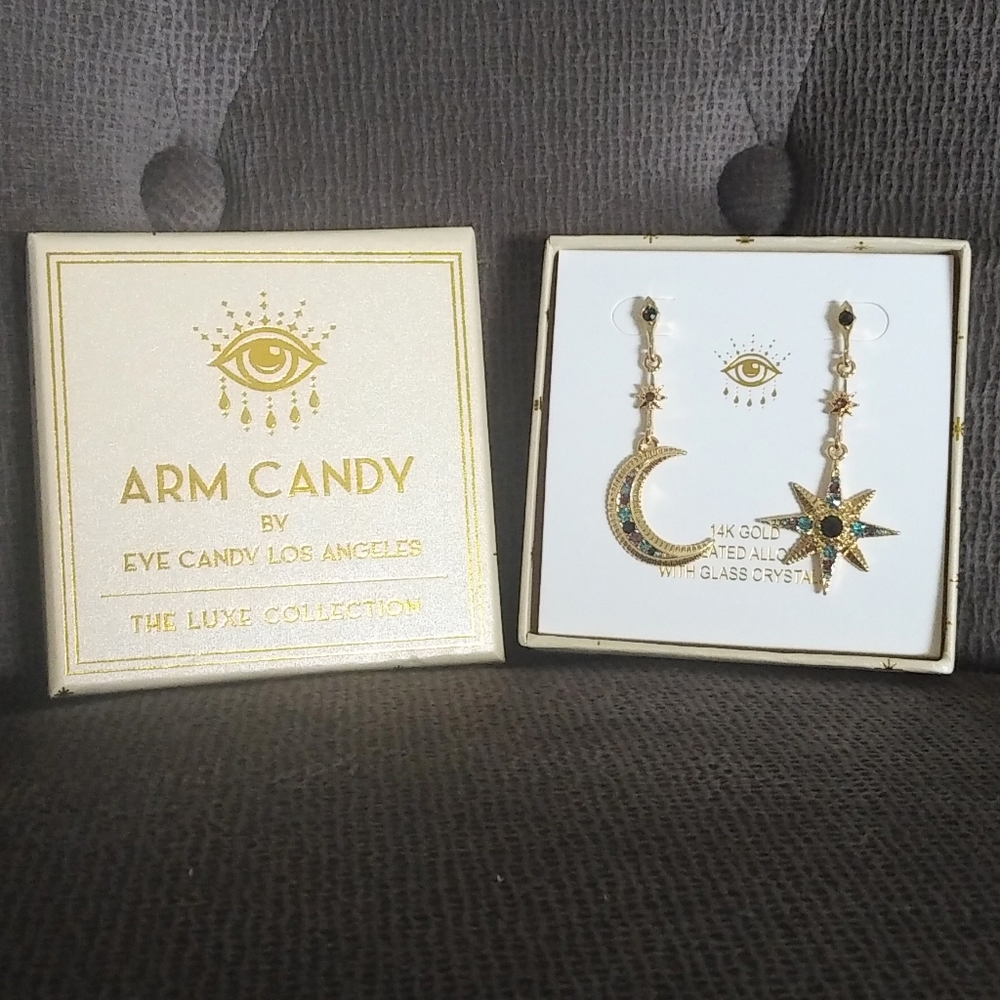 Arm💪 Candy🍭 Moon🌙 and Star⭐ Dangle Earrings - Picture 13 of 13
